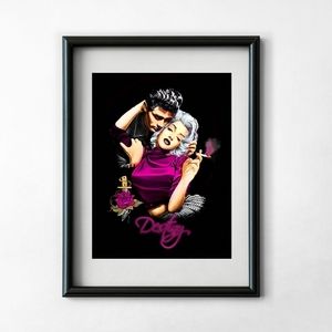 Marilyn Monroe And James Dean Art Chicano Style Gangsta Print Framed Wall Decor